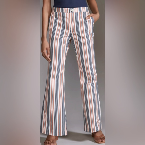 Anthropologie Low-Rise Striped Flare Pants - Picture 4 of 11